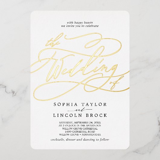 Invitation En Aluminium Romantique Pressé Poulet Flourdir Le Mariage De (Recto)