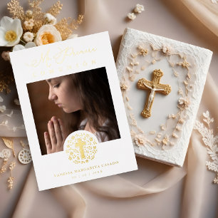 Invitation En Aluminium Romantique Real Golden Floral Wreath Photo