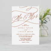 Invitation En Aluminium Romantique Rose Gold Foil Mr & Mrs Mariage (Debout devant)