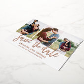 Invitation En Aluminium Romantique Script 3 Photo Collage Enregistrer La D (Rotation)