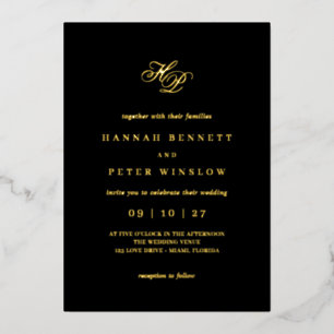 Invitation En Aluminium Romantique Script Monogramme Initiales Mariage noi