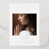 Invitation En Aluminium Romantique Silver Floral Wreath Photo (Recto)