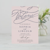 Invitation En Aluminium Romantique Silver Foil Gris rose de mariage Progra (Debout devant)