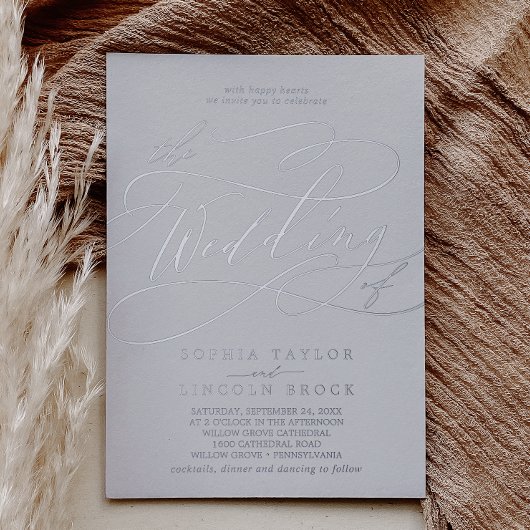 Invitation En Aluminium Romantique Silver Gris Gris Flore Le Mariage De