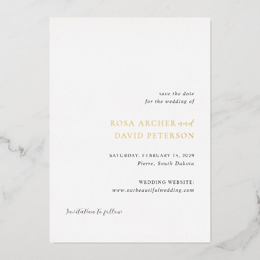 Invitation En Aluminium Rosa Elegant Mariage moderne Enregistrer la date (Recto)