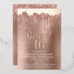 Invitation En Aluminium Rose à goutte Gold Sweet 16 Anniversaire Real<br><div class="desc">Cet Rose Gold Sweet 16 Anniversaire Real Foil Invitation est parfait pour célébrer votre ado glamour! Le véritable papier d'aluminium sur la goutte d'eau et "Sweet 16" donne vraiment à cet invitation un look élégant.</div>