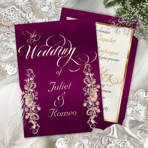Invitation En Aluminium Rose Arc Bordures & Calligraphie - Plum