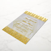 Invitation En Aluminium Rose blanche Elegant Mariage de dentelle or (Rotation)
