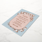 Invitation En Aluminium Rose bleu Dove Gold Blanc Floral Mariage (Rotation)