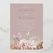 Invitation En Aluminium Rose Boho Floral Frame Mariage Real (Recto)