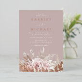 Invitation En Aluminium Rose Boho Floral Frame Mariage Real (Debout devant)