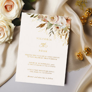 Invitation En Aluminium Rose Botanique Automnale Rustique