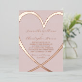 Invitation En Aluminium Rose chic Gold Mariage de coeur (Debout devant)