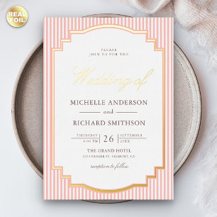 Invitation En Aluminium Rose corail pastel photo mariage or