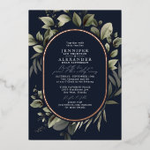 Invitation En Aluminium Rose de Mariage de la marine Eucalyptus simple de (Recto)