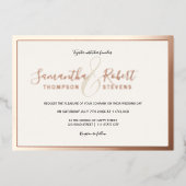 Invitation En Aluminium Rose de script mariage de la bordure en or (Recto)