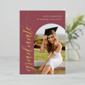 Invitation En Aluminium Rose de script moderne Pink Graduation Arch Photo (Debout devant)