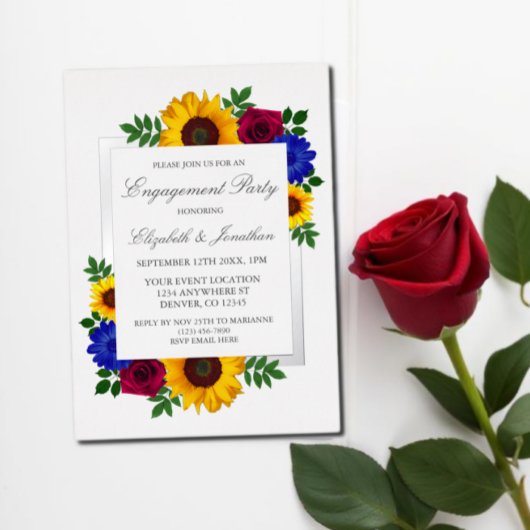 Invitation En Aluminium Rose de tournesol Floral
