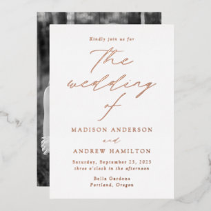 Invitation En Aluminium Rose d'élégance moderne Mariage de photos Gold