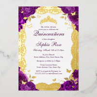 Rose dentelle papillon pourpre Quinceanera Anniver
