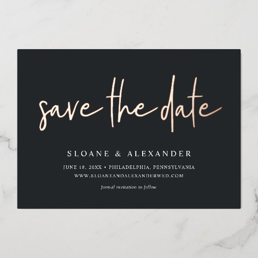 Invitation En Aluminium Rose d'esquisse décontracté | Mariage moderne Enre (Recto)