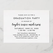 Invitation En Aluminium Rose diplômé Gold Moderne Script Graduation Photo (Verso)
