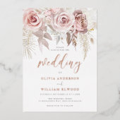 Invitation En Aluminium Rose Divin moderne Gold Blush Mariage Real (Recto)