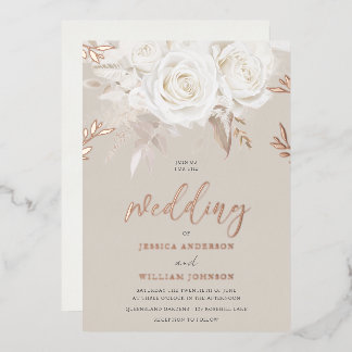 Invitation En Aluminium Rose Divine Or Rose Gold Beige & Ivory Mariage