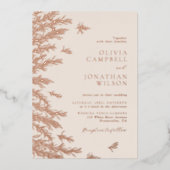 Invitation En Aluminium Rose d'ivoire moderne Boho Feuille Mariage (Recto)