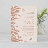 Invitation En Aluminium Rose d'ivoire moderne Boho Feuille Mariage (Debout devant)
