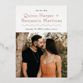 Invitation En Aluminium Rose d'onde branché Gold Foil Photo Enregistrer la (Recto)