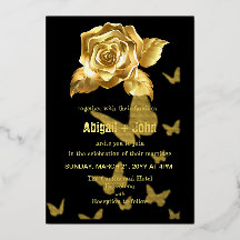 Rose d'or mariage papillon