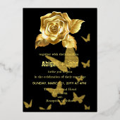 Invitation En Aluminium Rose d'or mariage papillon (Recto)