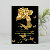 Invitation En Aluminium Rose d'or mariage papillon (Debout devant)