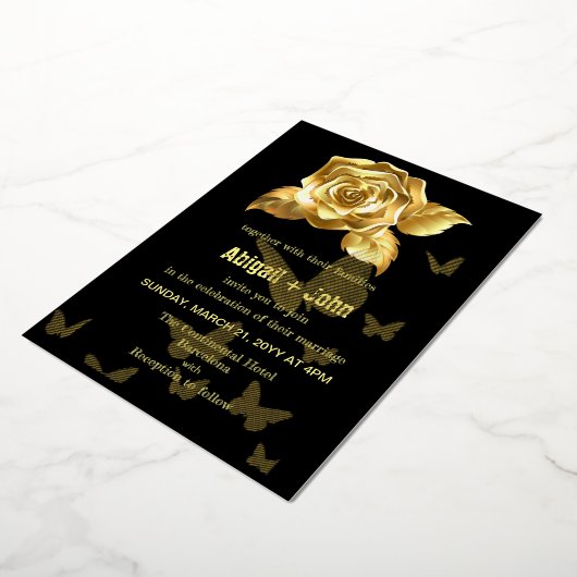 Invitation En Aluminium Rose d'or mariage papillon (Rotation)