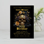 Invitation En Aluminium Rose d'or moderne 50E anniversaire (Debout devant)