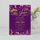 Invitation En Aluminium Rose d'or violet Mis Quince Quinceanera (Debout devant)