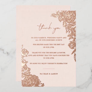 Invitation En Aluminium Rose Doré Merci de table Mariage