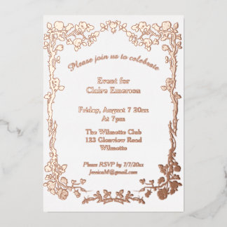 Invitation En Aluminium Rose dorée Art nouveau