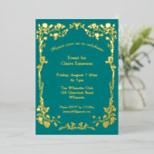 Invitation En Aluminium Rose dorée verte et or Art nouveau (Debout devant)