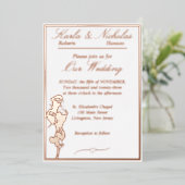 Invitation En Aluminium Rose, Elégant Mariage blanc, Rose Gold Full (Debout devant)