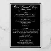 Invitation En Aluminium Rose, Élégant Mariage noir, Argent (Verso)