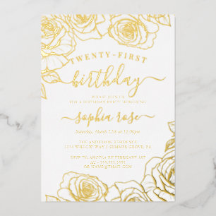 Invitation En Aluminium Rose en feuille d'or 21e anniversaire 