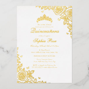 Invitation En Aluminium Rose en feuille d'or pour les 15 ans