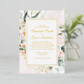 Invitation En Aluminium Rose et verdure Élégant Mariage Or (Debout devant)