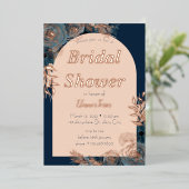 Invitation En Aluminium Rose feuille d'or nuptiale douche florale Invitati (Debout devant)