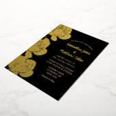 Invitation En Aluminium Rose Floral Boho Black Gold Mariage (Rotation)