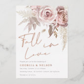 Invitation En Aluminium Rose Floral moderne Blush Gold Chute en Mariage d' (Recto)