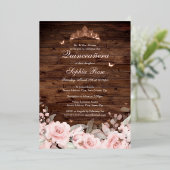 Invitation En Aluminium Rose floral rustique Beurre d'or Quinceanera (Debout devant)