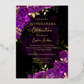 Invitation En Aluminium Rose Floral violet or Quinceanera (Verso)